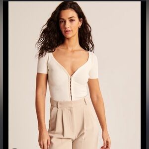 A&F knitted body suit in white